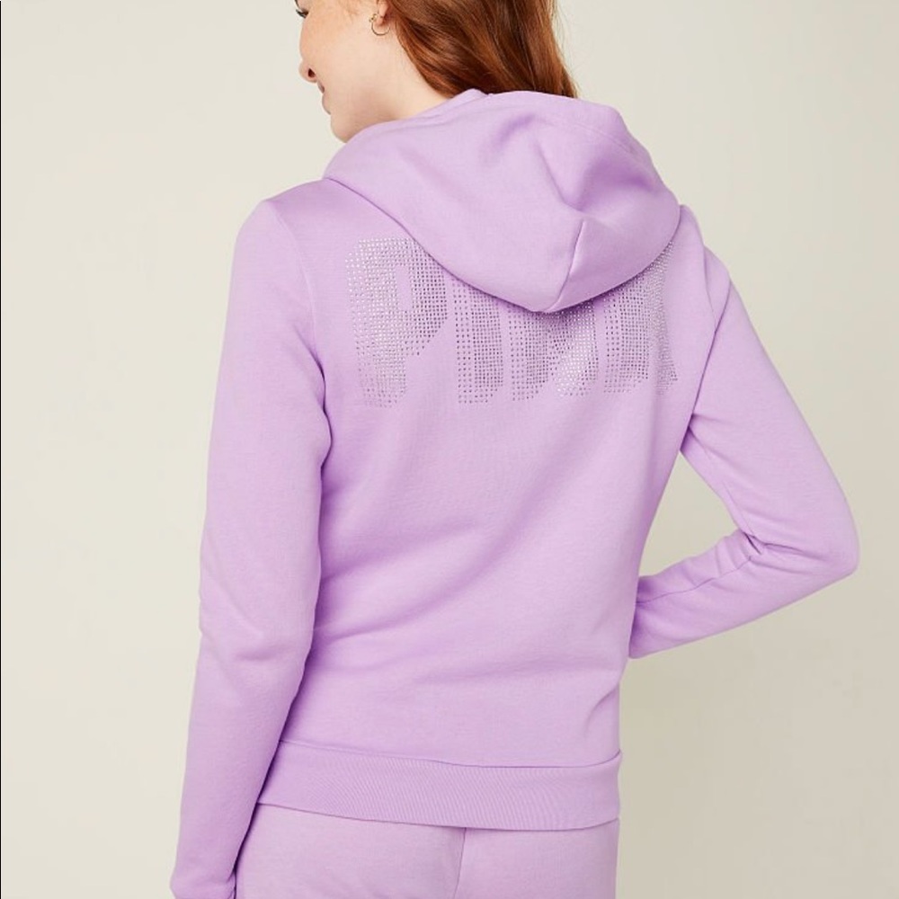 Vs pink rhinestone bling zip up nwt